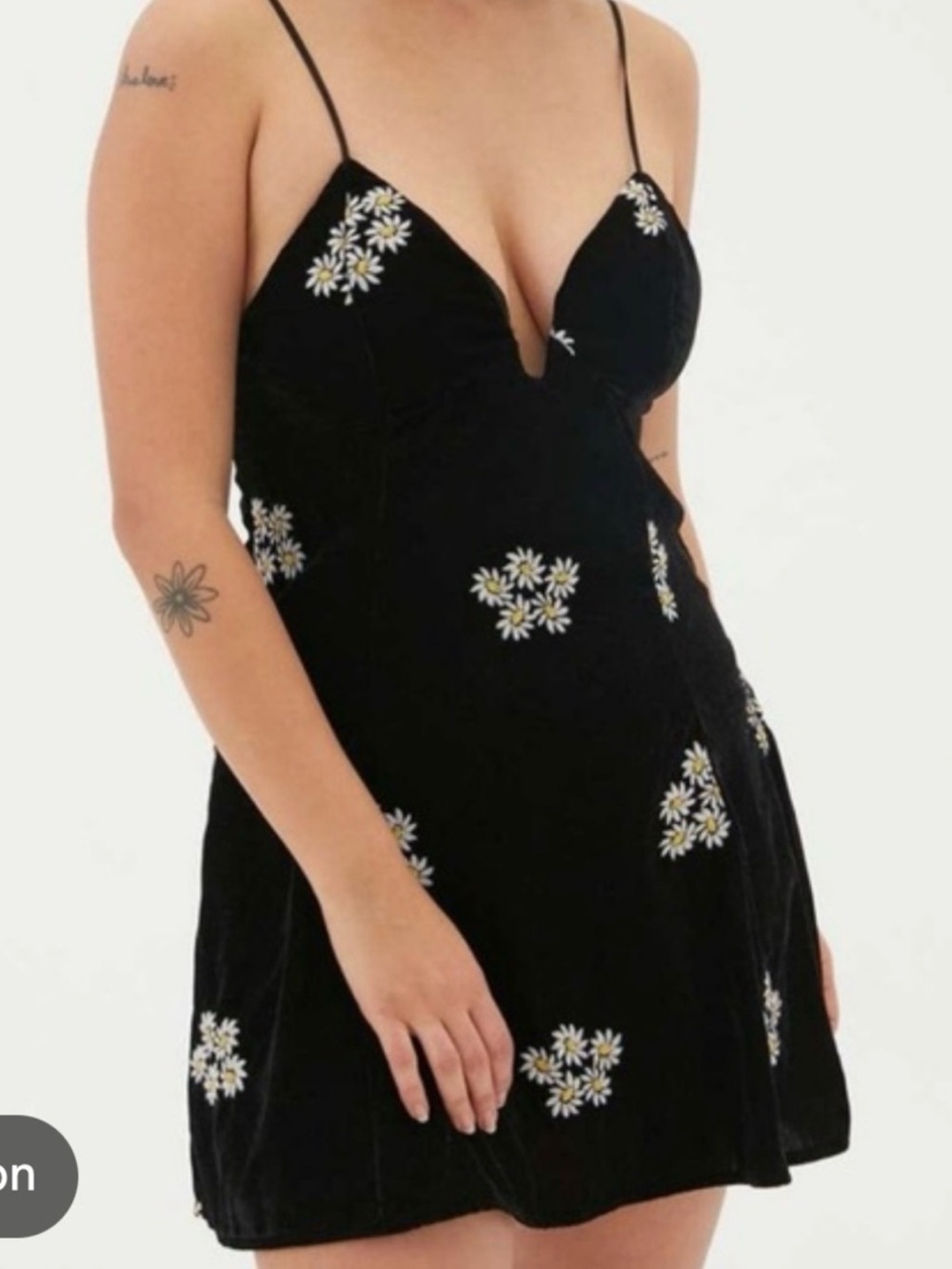 Urban Outfitters Black Daisy Velvet Mini Dress